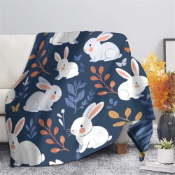 Lapin Petit lapin Plaid en Polaire Imprimé 3D Couverture Douce Confortable pour Canapé Lit Bureau