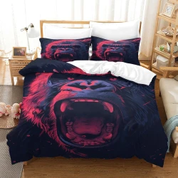 Gorille Housse de Couette Imprimée 3D Douce 3 Pièces Literie Garçons Filles