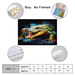 Crocodile Peinture sur toile sans cadre, impressions posters art mural pour déco maison chambre bureau