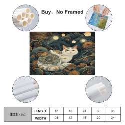 Chat Peinture sur toile sans cadre, impressions posters art mural pour déco maison chambre bureau