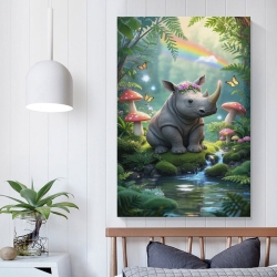 Rhinocéros Peinture sur toile sans cadre, impressions posters art mural pour déco maison chambre bureau