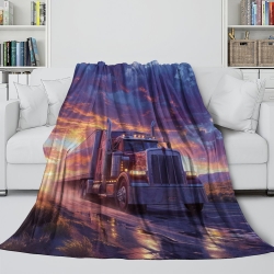 Gros camion Plaid en Polaire Imprimé 3D Couverture Douce Confortable pour Canapé Lit Bureau