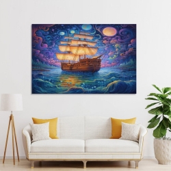 Voilier Peinture sur toile sans cadre, impressions posters art mural pour déco maison chambre bureau