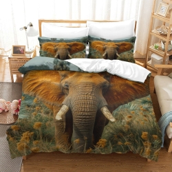 Éléphant Housse de Couette Imprimée 3D Douce 3 Pièces Literie Garçons Filles