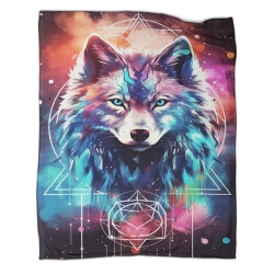 Loup Plaid en Polaire Imprimé 3D Couverture Douce Confortable pour Canapé Lit Bureau