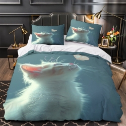 Cute Chat Housse de Couette Imprimée 3D Douce 3 Pièces Literie Garçons Filles