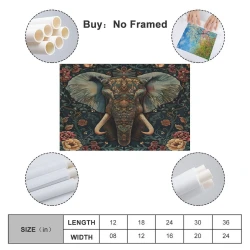 Éléphant Peinture sur toile sans cadre, impressions posters art mural pour déco maison chambre bureau