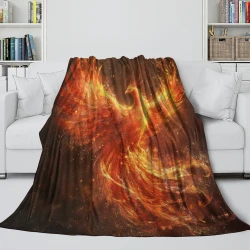 Phénix Plaid en Polaire Imprimé 3D Couverture Douce Confortable pour Canapé Lit Bureau