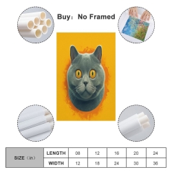 Chat Peinture sur toile sans cadre, impressions posters art mural pour déco maison chambre bureau