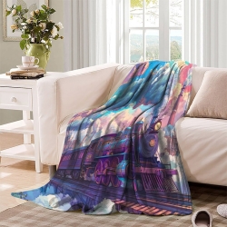 Train à vapeur Plaid en Polaire Imprimé 3D Couverture Douce Confortable pour Canapé Lit Bureau