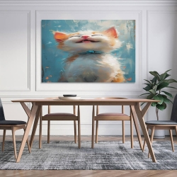 Painted Chat Peinture sur toile sans cadre, impressions posters art mural pour déco maison chambre bureau
