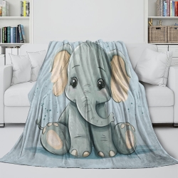 Éléphant Plaid en Polaire Imprimé 3D Couverture Douce Confortable pour Canapé Lit Bureau