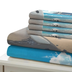 Phoque Housse de Couette Imprimée 3D Douce 3 Pièces Literie Garçons Filles
