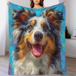 Shepherd Chien Plaid en Polaire Imprimé 3D Couverture Douce Confortable pour Canapé Lit Bureau
