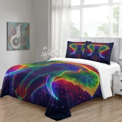 Éléphant Housse de Couette Imprimée 3D Douce 3 Pièces Literie Garçons Filles