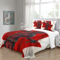 Deadpool Marvel Housse de Couette Imprimée 3D Douce 3 Pièces Literie Garçons Filles