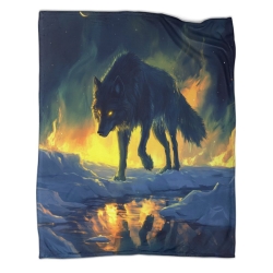 Loup Plaid en Polaire Imprimé 3D Couverture Douce Confortable pour Canapé Lit Bureau