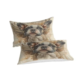 Französische Bulldogge 3D Gedruckter Bettbezug Weiche 3-teilige Bettwäsche für Jungen Mädchen