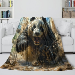 Giant Panda Plaid en Polaire Imprimé 3D Couverture Douce Confortable pour Canapé Lit Bureau