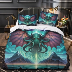 Mythe de l'horreur Cthulhu Housse de Couette Imprimée 3D Douce 3 Pièces Literie Garçons Filles