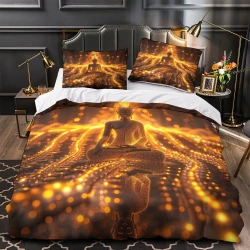 Bouddha Housse de Couette Imprimée 3D Douce 3 Pièces Literie Garçons Filles