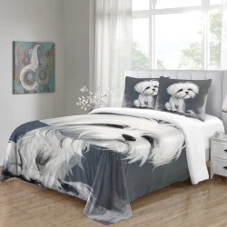 Shih Tzu Housse de Couette Imprimée 3D Douce 3 Pièces Literie Garçons Filles