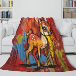 Cerf sika Plaid en Polaire Imprimé 3D Couverture Douce Confortable pour Canapé Lit Bureau