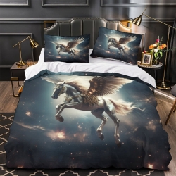 Cheval Housse de Couette Imprimée 3D Douce 3 Pièces Literie Garçons Filles