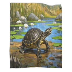 Tortue Plaid en Polaire Imprimé 3D Couverture Douce Confortable pour Canapé Lit Bureau