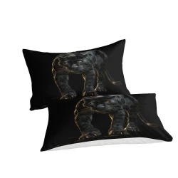 Panthère noire Housse de Couette Imprimée 3D Douce 3 Pièces Literie Garçons Filles