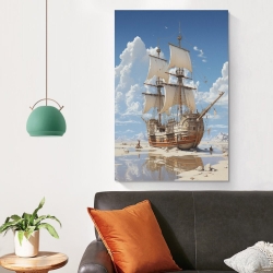 Voilier Peinture sur toile sans cadre, impressions posters art mural pour déco maison chambre bureau