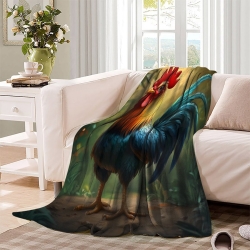 Coq Plaid en Polaire Imprimé 3D Couverture Douce Confortable pour Canapé Lit Bureau