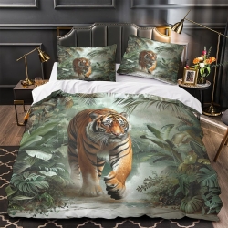 Tigre Housse de Couette Imprimée 3D Douce 3 Pièces Literie Garçons Filles