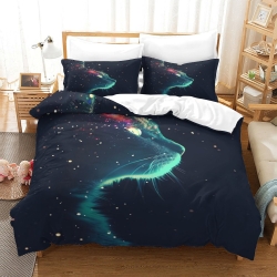 Chat Housse de Couette Imprimée 3D Douce 3 Pièces Literie Garçons Filles