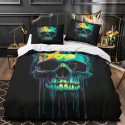 Crâne Housse de Couette Imprimée 3D Douce 3 Pièces Literie Garçons Filles