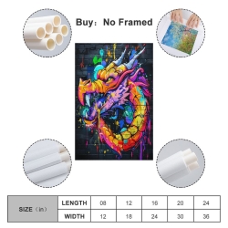 Dragon Peinture sur toile sans cadre, impressions posters art mural pour déco maison chambre bureau