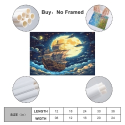Voilier Peinture sur toile sans cadre, impressions posters art mural pour déco maison chambre bureau