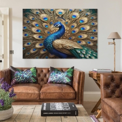 Paon Peinture sur toile sans cadre, impressions posters art mural pour déco maison chambre bureau
