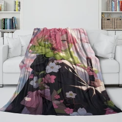 Tueur de démons: Demon Slayer Plaid en Polaire Imprimé 3D Couverture Douce Confortable pour Canapé Lit Bureau