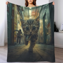 Dwarf Gatto Coperta in Pile Stampata 3D Morbida e Confortevole per Divano Letto Ufficio
