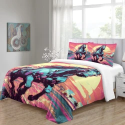 Cheval Housse de Couette Imprimée 3D Douce 3 Pièces Literie Garçons Filles