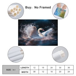 Cygne Peinture sur toile sans cadre, impressions posters art mural pour déco maison chambre bureau