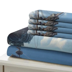 Voilier Housse de Couette Imprimée 3D Douce 3 Pièces Literie Garçons Filles