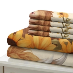 Vache des Highlands Housse de Couette Imprimée 3D Douce 3 Pièces Literie Garçons Filles