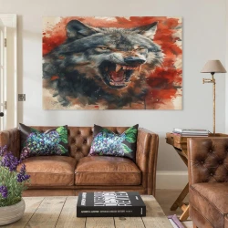 Loup Peinture sur toile sans cadre, impressions posters art mural pour déco maison chambre bureau