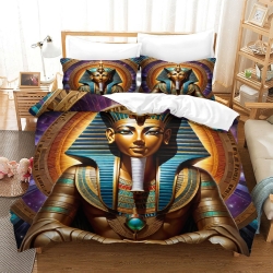 Pharaon égyptien Housse de Couette Imprimée 3D Douce 3 Pièces Literie Garçons Filles