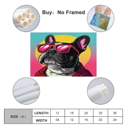 French Bouledogue Peinture sur toile sans cadre, impressions posters art mural pour déco maison chambre bureau
