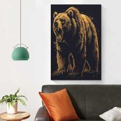 Oso pardo Pintura en lienzo sin marco, impresiones de pósters arte pared para decoración hogar dormitorio oficina