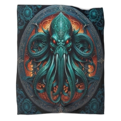 Mythe de l'horreur Cthulhu Plaid en Polaire Imprimé 3D Couverture Douce Confortable pour Canapé Lit Bureau