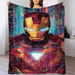 Avengers Iron Man Plaid en Polaire Imprimé 3D Couverture Douce Confortable pour Canapé Lit Bureau